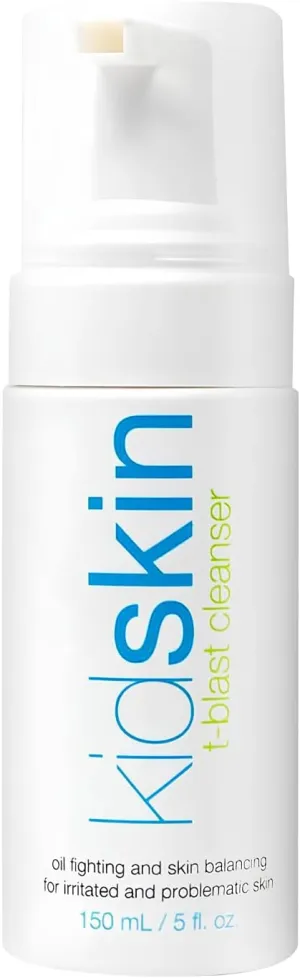 Kidskin T-Blast Facial Cleanser, Gentle Face Wash with Tea Tree Oil, Spot Skin Care for Kids and Teens, Non-Drying Natural Cleanser for Oily or Dry, Acne-Prone Skin, 150 ml 5.0 fl oz.