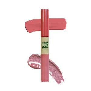 Ko'e Beauty Double Dip Liquid Lipstick, Deep Mauve Matte with Candy Gloss Topper