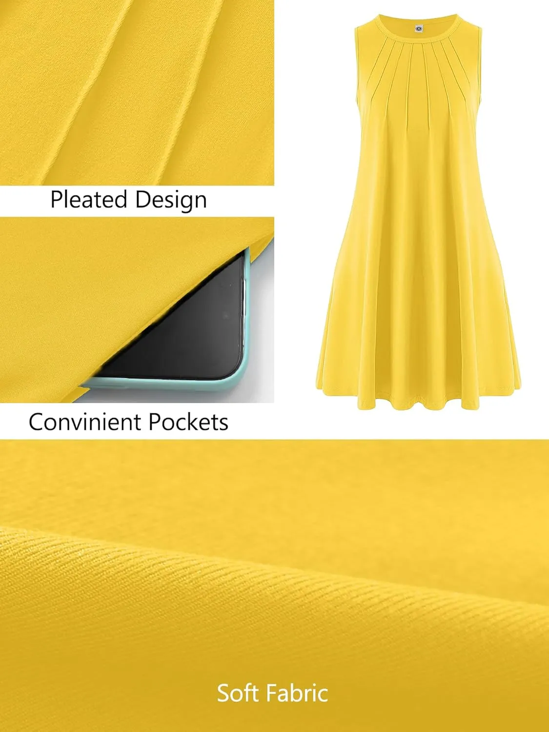 KORSIS Tank Dress for Women Elegant T-Shirt Summer Dresses Sleeveless Swing A Line Vacation Beach Sundress with Pockets