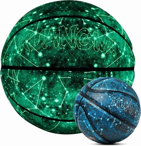 Kuangmi Glow in The Dark Basketball, Luminous Glowing Composite Leather Ball Gifts for Men, Women, Teenager, Indoor & Outdoor Night Basketball, Size 5/Size 6/Size 7