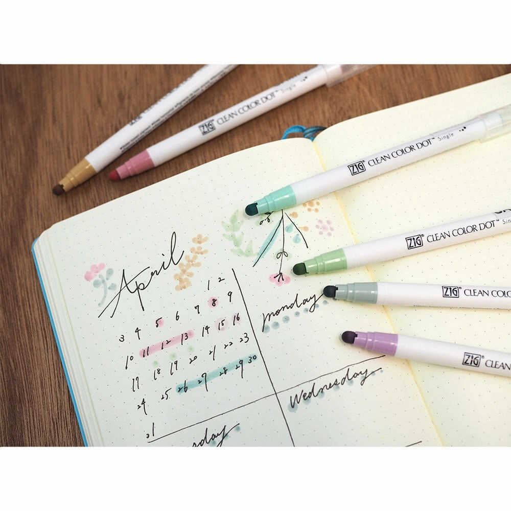 Kuretake Zig Clean Color Dot Marker 6 Pack - Mild Smoky Colours