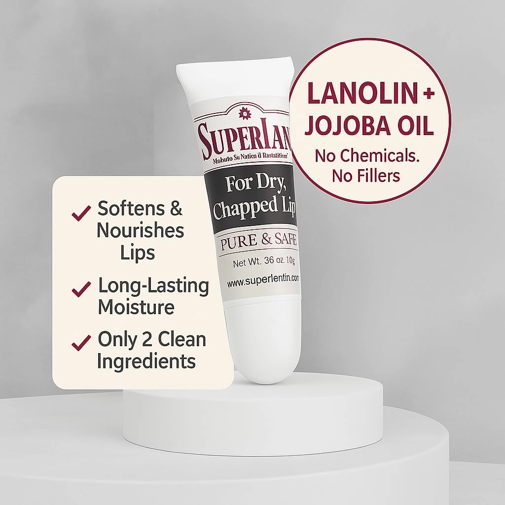 Lanolin Lip Balm 2 pack - Organic Lip Repair for Hot/Dry Weather - Natural nipple cream - Moisturizer for cracked lips - Hydrating lip care - Ultra pure jojoba oil - Chapstick For Men & Women 0.70 Oz