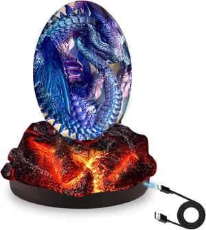 Lava Dragon Egg with Luminous Base, Toys for Over 36 Months, Handmade Crystal Dragon Statue, Figurines for Dragon Lovers,Unique Gifts Decor for Christmas, Birthdays