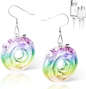 LED Hoop Disco Earrings with 16 Lighting Modes | USB-Rechargeable Wireless Light Up Earrings for Parties, Raves, Concerts & Festivals | Sparkling Dance Accessories for Women