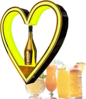 LED Lighted Liquor Bottle Display Shelf, Heart Champagne VIP Bottle Presenter, Heart Illuminated Home Bar Shelf Rack, Home Bar Drinks Lighting Shelves, Color Letter Billboard