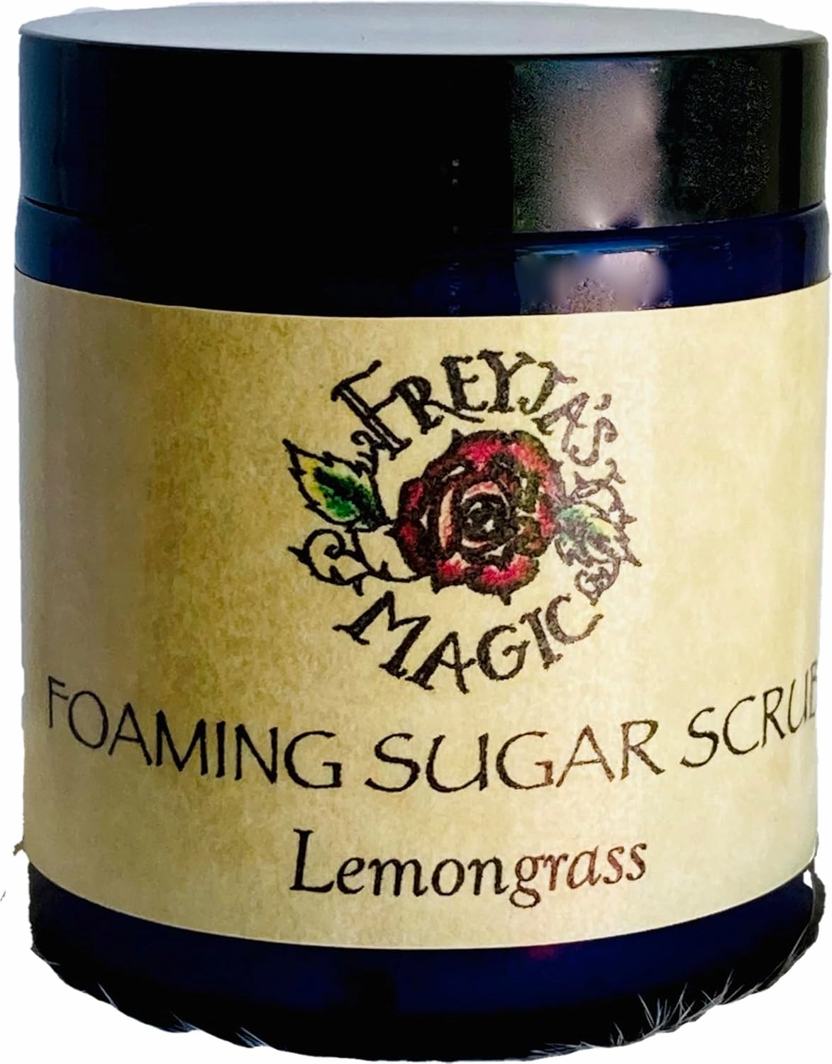 Lemongrass Foaming Sugar Scrub, Exfoliating Foaming Cleanser for Face & Body, All Natural and Handmade 4 oz.