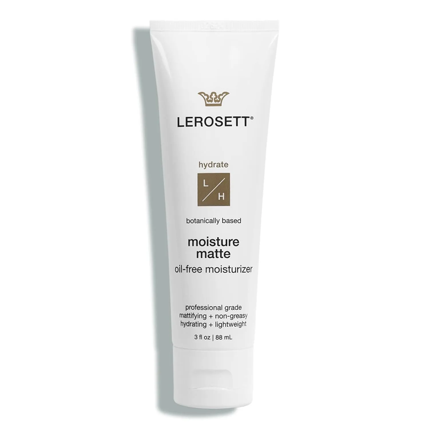 LEROSETT Oil-Free Moisturizer for Acne, Moisture Matte for Oily & Sensitive Skin, Vegan Moisturizer, Lightweight & Aloe-Based with Vit-B5   7 Soothing Herbals, Non-comedogenic, Fragrance Free - 3 oz