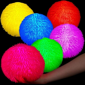 Lewtemi 6 Pieces Puffer Balls Glow in the Dark 9 Inch Stress Stretchy Sensory Ball Spiky Stress Relief for Adults Glowing Party Favors Goodie Bag Stocking Stuffers, Assorted Colors
