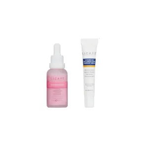 LICAPE® Skincare Duo – B-12 Revitalizing Pink Serum 30ml & Vitamin K2 Eye Care Cream 15ml with Vitamin B12, Centella Asiatica, Hyaluronic Acid, Squalane & Ceramides for Glowing, Hydrated Skin & Under-