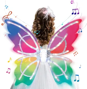 Light Up Fairy Wings for Girls - LED Butterfly Wings, Moving Electric Fairy Costume with Music for Kids Halloween Gifts, Birthday Christmas Party Costume Princess Toys for Girls