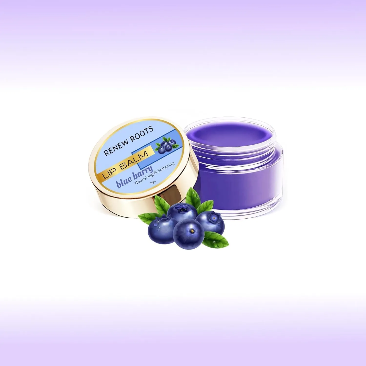 Lip Balm | Nourishing & Softening | Hydrating Lip Care for Dry & Chapped Lips Each 8g (Blueberry, Pack of 2)