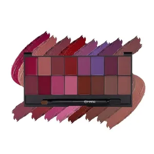 Lip Palette, 16 Demi Matte Colors, Multicolor with Spatula Applicator, 36g