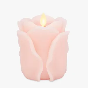 Luminara Crystal Rose Flameless Candle - 3.6" x 4.3" Rosebud Pillar - Real Flame Technology w/Flickering LED Light - Perfect for Mother's Day