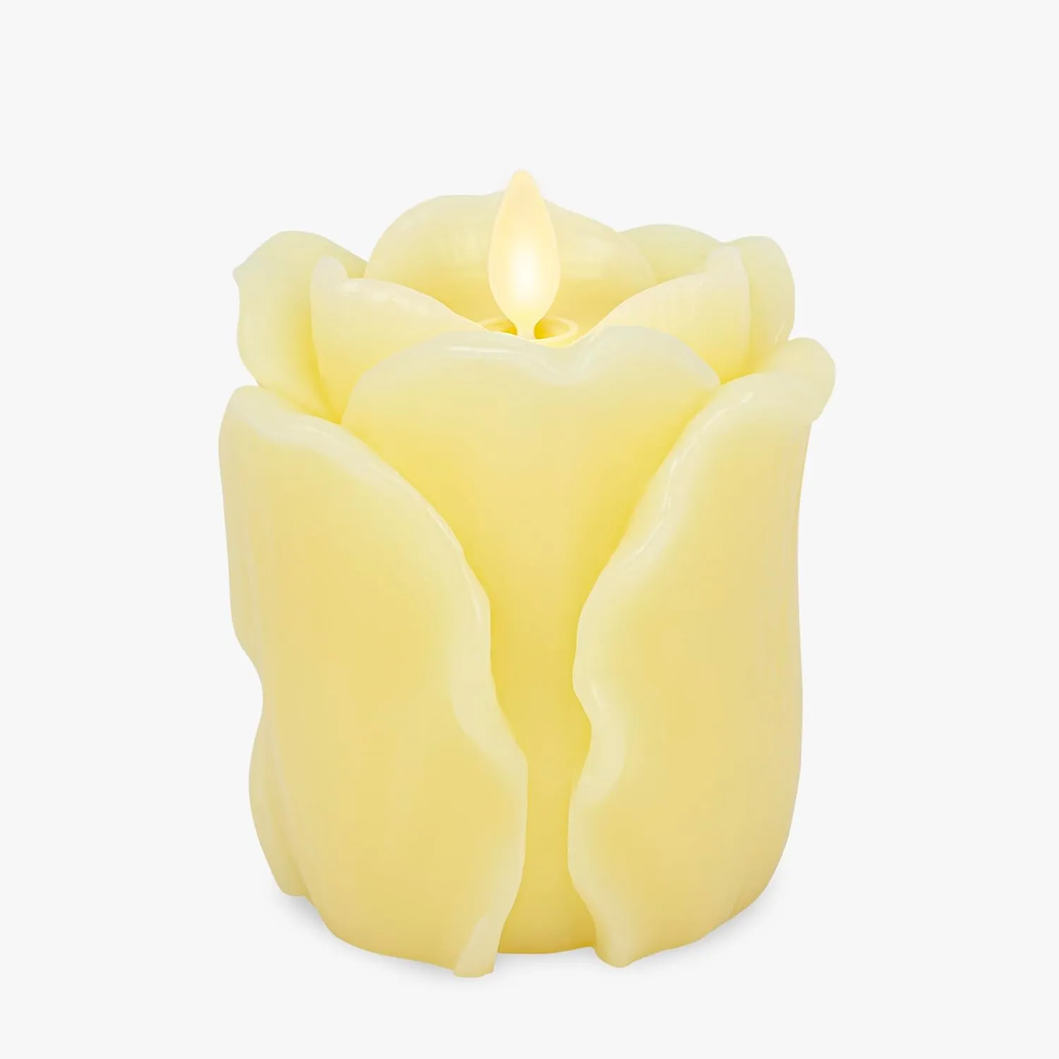 Luminara Lemon Chiffon Rose Flameless Candle - 3.6" x 4.3" Rosebud Pillar - Real Flame Technology w/Flickering LED Light - Perfect for Mother's Day