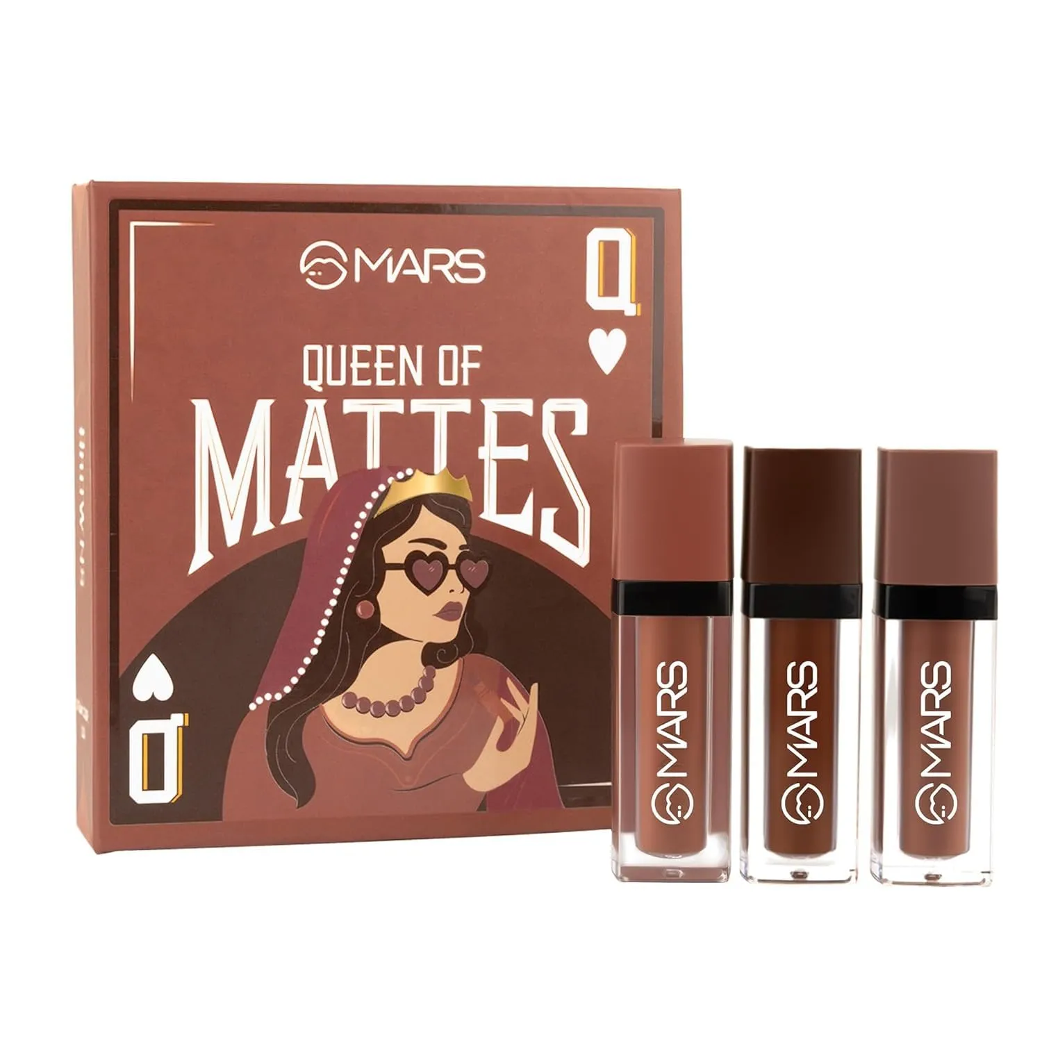 M. Queen of Mattes Liquid Lipstick Set, 3 Brown Matte Shades, Smudgeproof, 13.5 ml