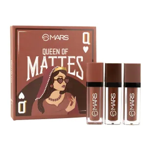 M. Queen of Mattes Liquid Lipstick Set, 3 Brown Matte Shades, Smudgeproof, 13.5 ml