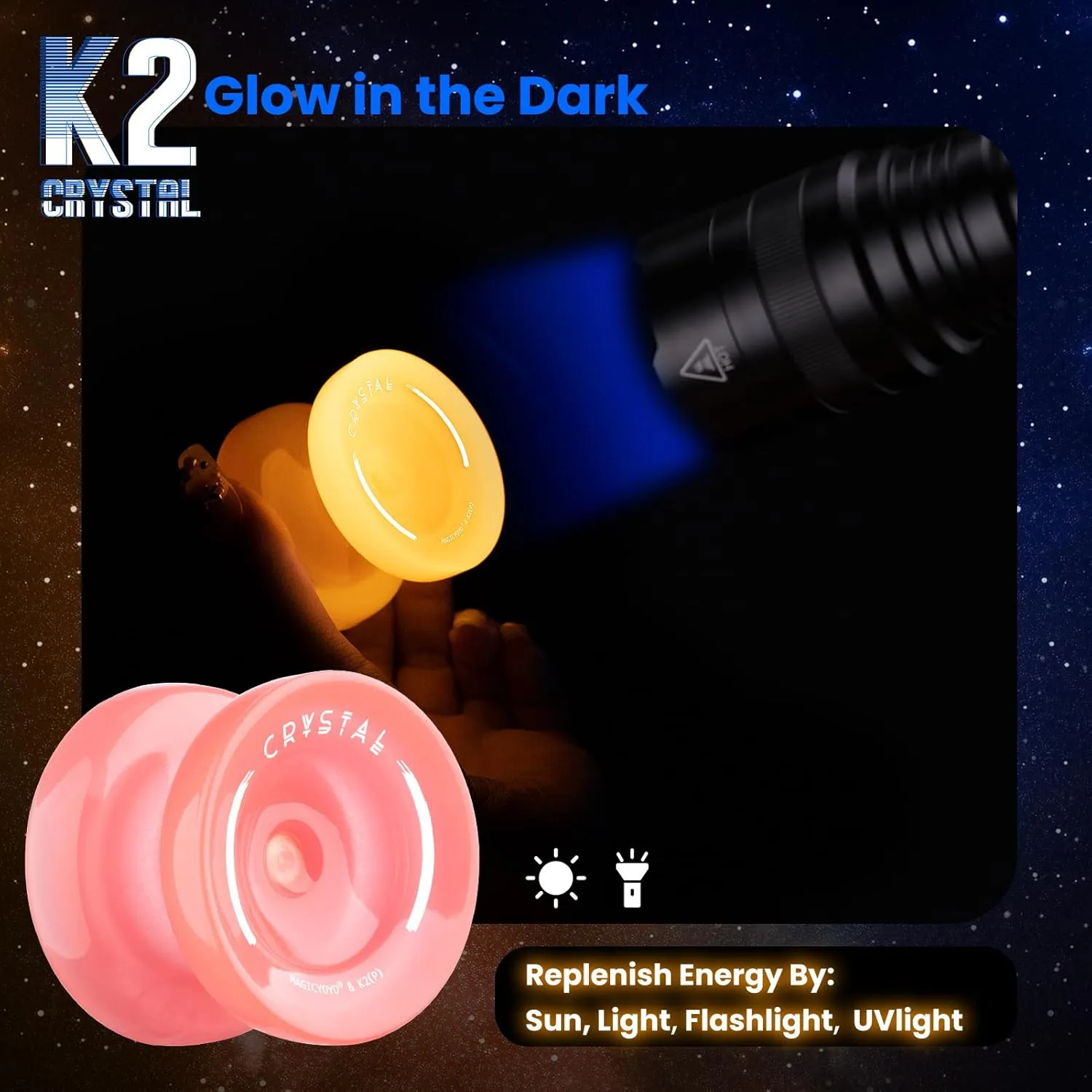MAGICYOYO K2 Yoyo for Kids 8-12, Responsive Yo yo Glow in The Dark, Unresponsive Yo yos for Adults, Plastic Yo-yo Professional for Finger Spin Trick, 12 Yoyo Strings   Accessory kit (Glow Orange)