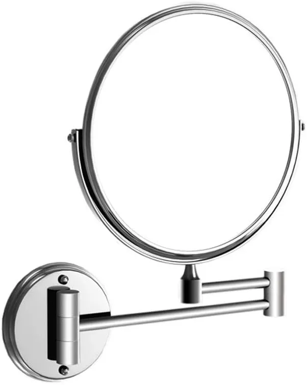 Makeup Mirror Wall-Mounted Makeup Mirror Retractable Folding Bathroom Wall-Mounted Mirror Makeup Magnifying Glass Without Punching Lighted Makeup Mirror(B)