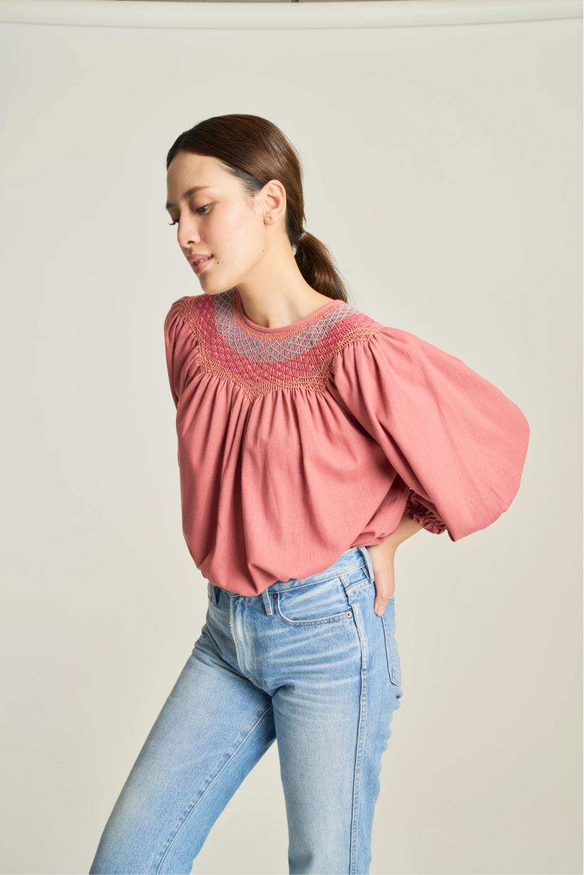 Maria Smock Blouse - Rose