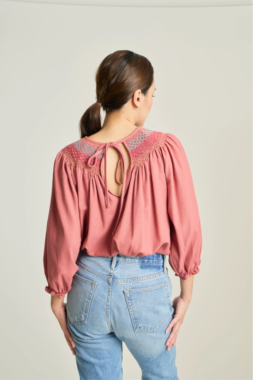 Maria Smock Blouse - Rose