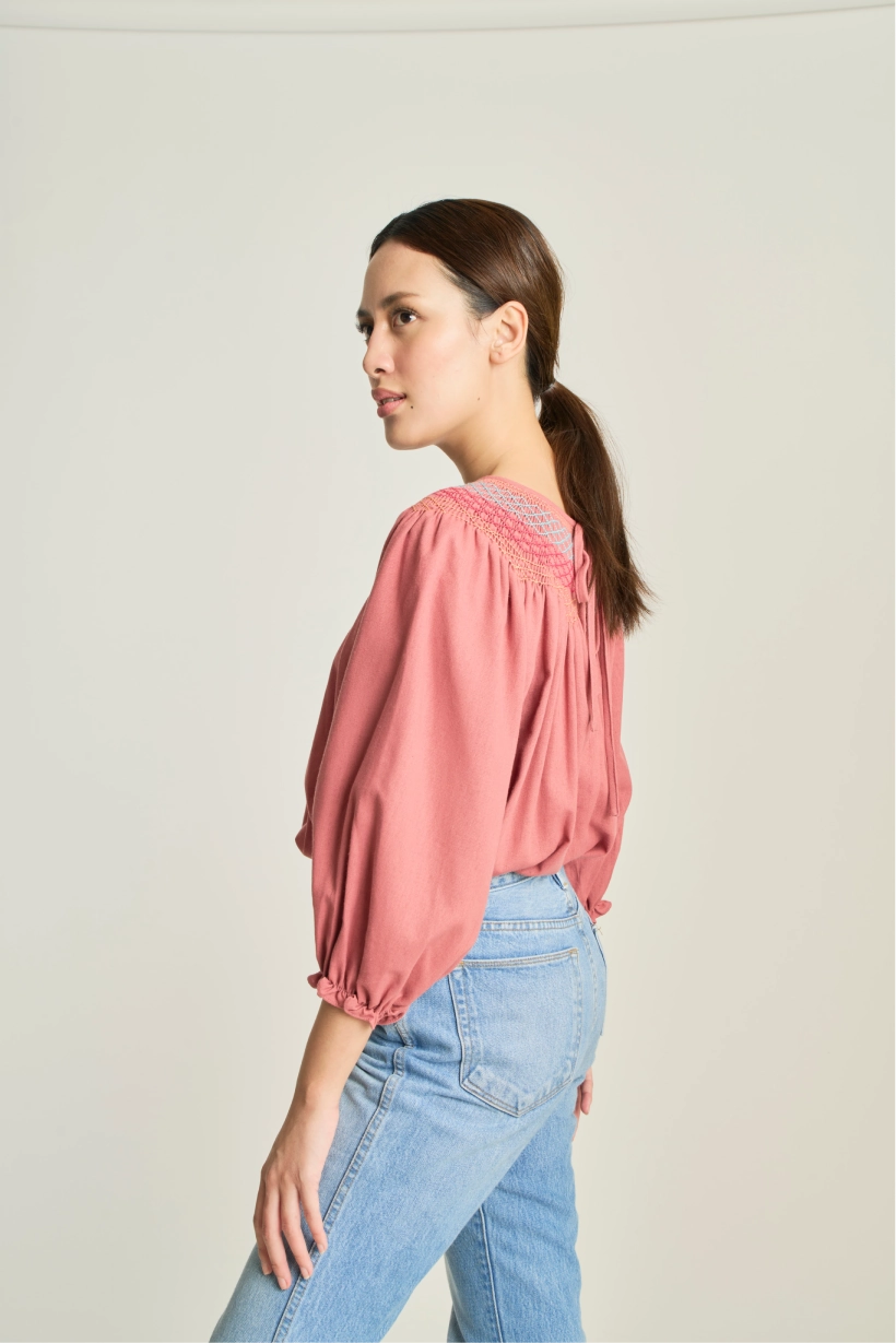 Maria Smock Blouse - Rose