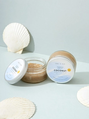 MAURITIUS Salt COCONUT Body Scrub with Essential Oils & Vitamin E, Exfoliating Salt Scrub to Exfoliate & Moisturize Skin, Deep Cleansing - 8 oz