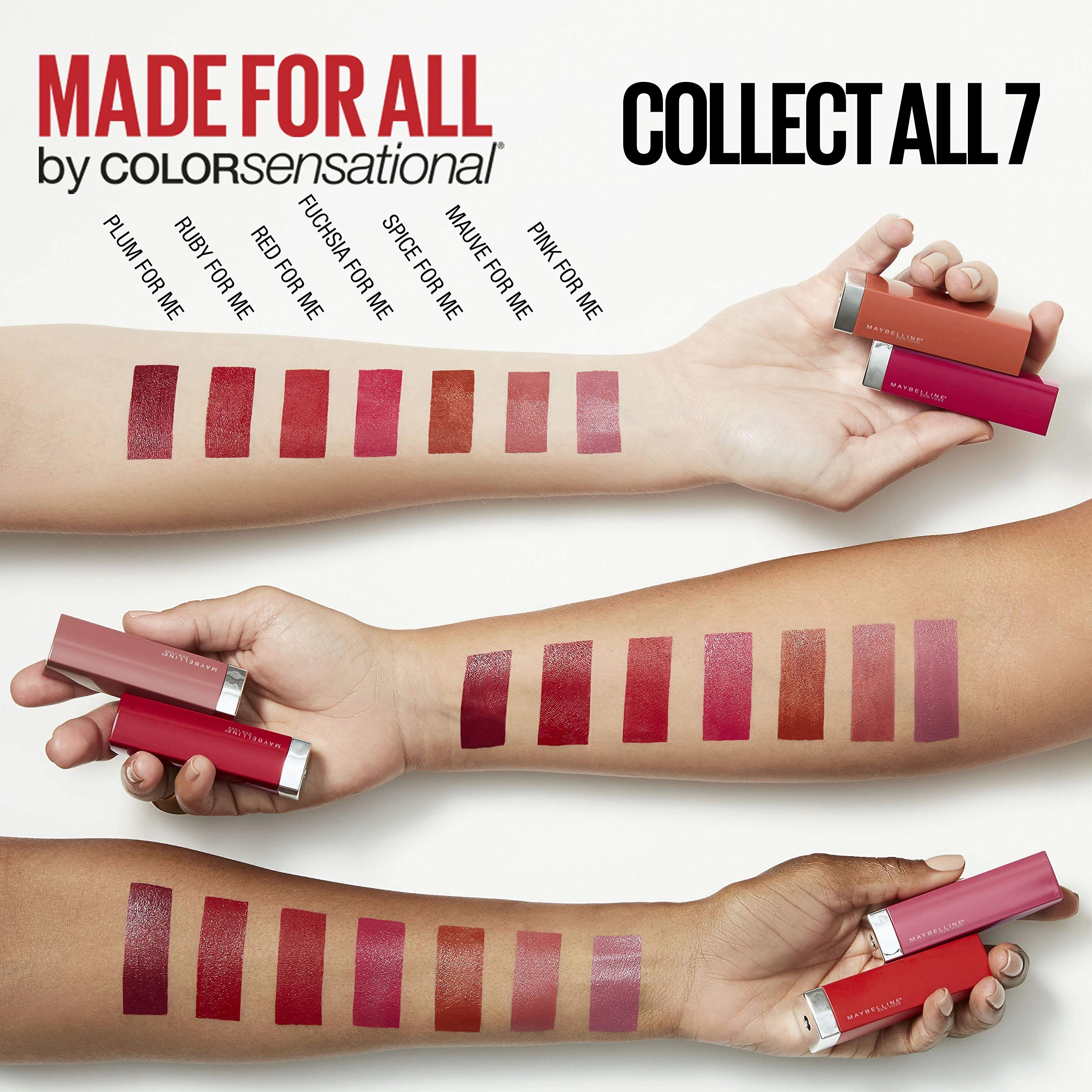 Maybelline New York Color Sensational Made for All Lipstick, Satin Purple Lipstick, 388 PLUM FOR ME, 1 Count