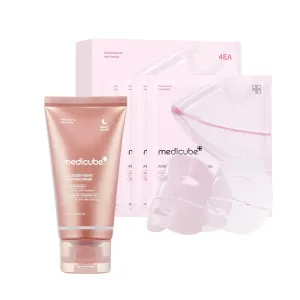 medicube All Day Glass Glow Skin Duo - Collagen Overnight Wrapping Peel Off Facial Mask Pack  Salmon DNA PDRN pink collagen jelly gel mask (4ea)