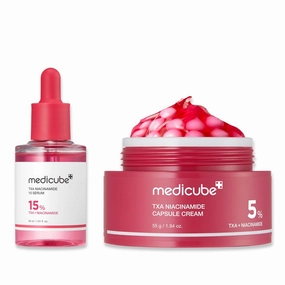 medicube TXA Glow & Care Duo - Facial Serum   Capsule Cream | Ideal For After Spot Care Use and Glass Skin | Improve Uneven Skin Tone & Texture | Tranexamic Acid, Niacinamide | Korean Skin Care