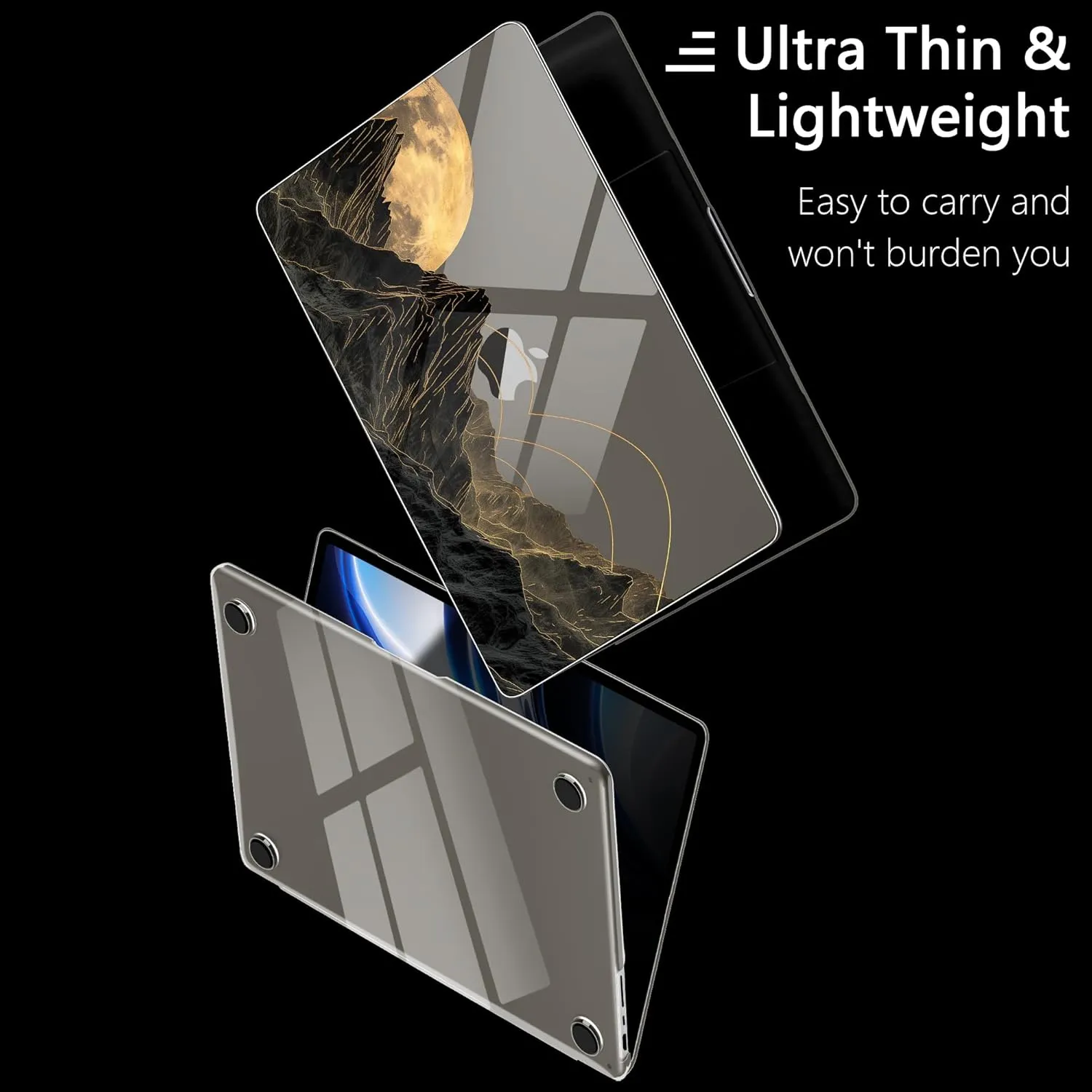 MEEgoodo for M4 MacBook Pro 16 inch Case 2024 2023 2021, Flexible & Crystal Case Fit Model A3403/A3186/A2991/A2780/A2485 M3 M2 M1 Pro/Max, Glowing Lines Full Moon