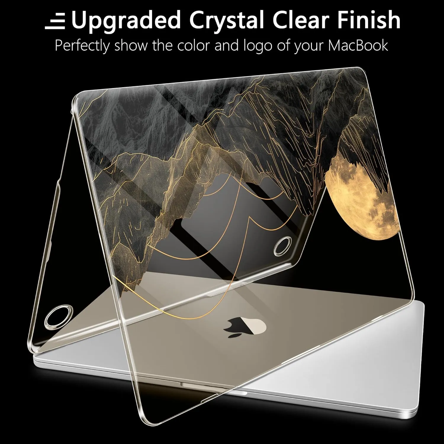 MEEgoodo for M4 MacBook Pro 16 inch Case 2024 2023 2021, Flexible & Crystal Case Fit Model A3403/A3186/A2991/A2780/A2485 M3 M2 M1 Pro/Max, Glowing Lines Full Moon