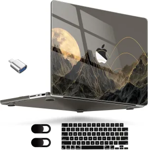 MEEgoodo for M4 MacBook Pro 16 inch Case 2024 2023 2021, Flexible & Crystal Case Fit Model A3403/A3186/A2991/A2780/A2485 M3 M2 M1 Pro/Max, Glowing Lines Full Moon