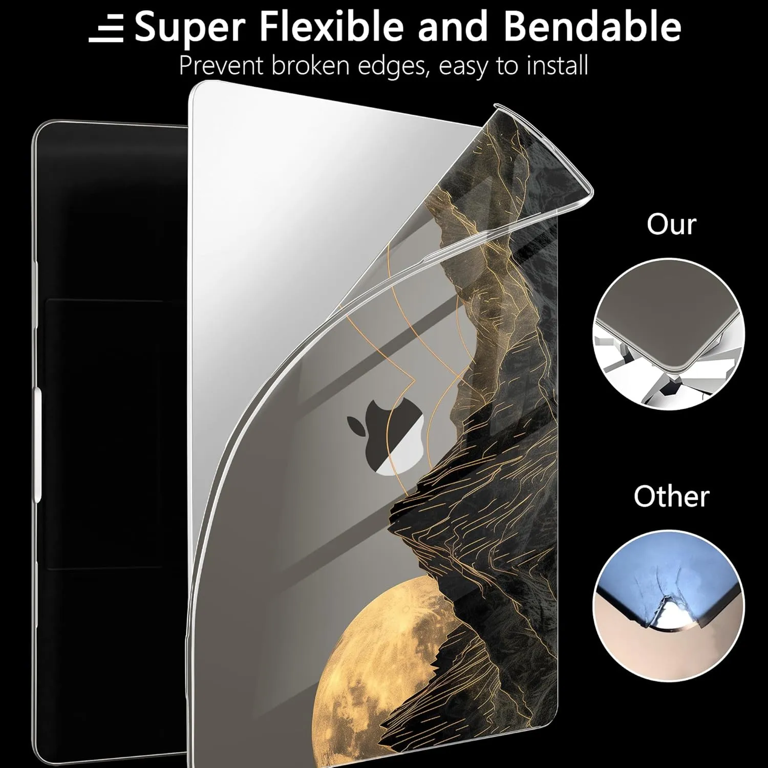 MEEgoodo for M4 MacBook Pro 16 inch Case 2024 2023 2021, Flexible & Crystal Case Fit Model A3403/A3186/A2991/A2780/A2485 M3 M2 M1 Pro/Max, Glowing Lines Full Moon