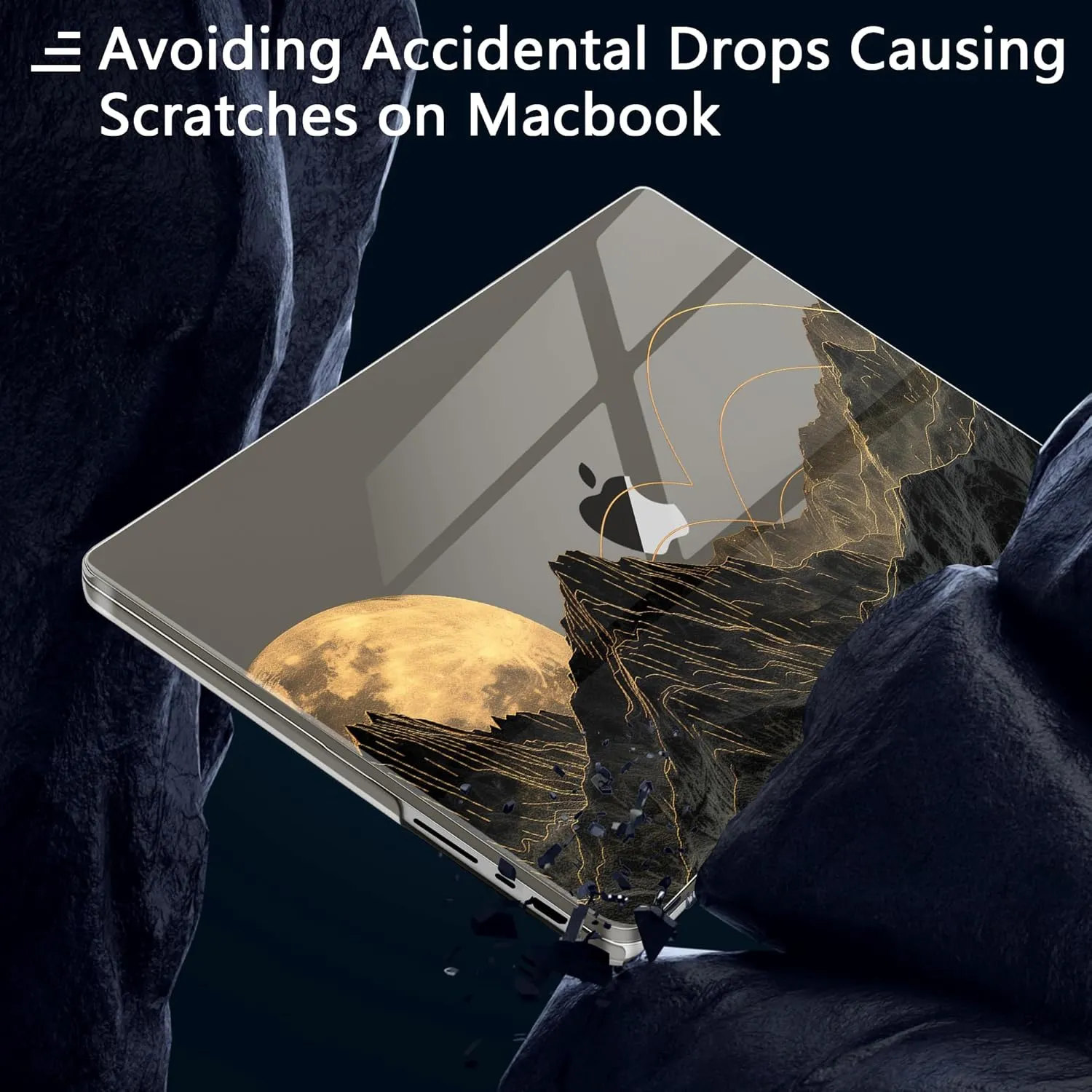 MEEgoodo for M4 MacBook Pro 16 inch Case 2024 2023 2021, Flexible & Crystal Case Fit Model A3403/A3186/A2991/A2780/A2485 M3 M2 M1 Pro/Max, Glowing Lines Full Moon