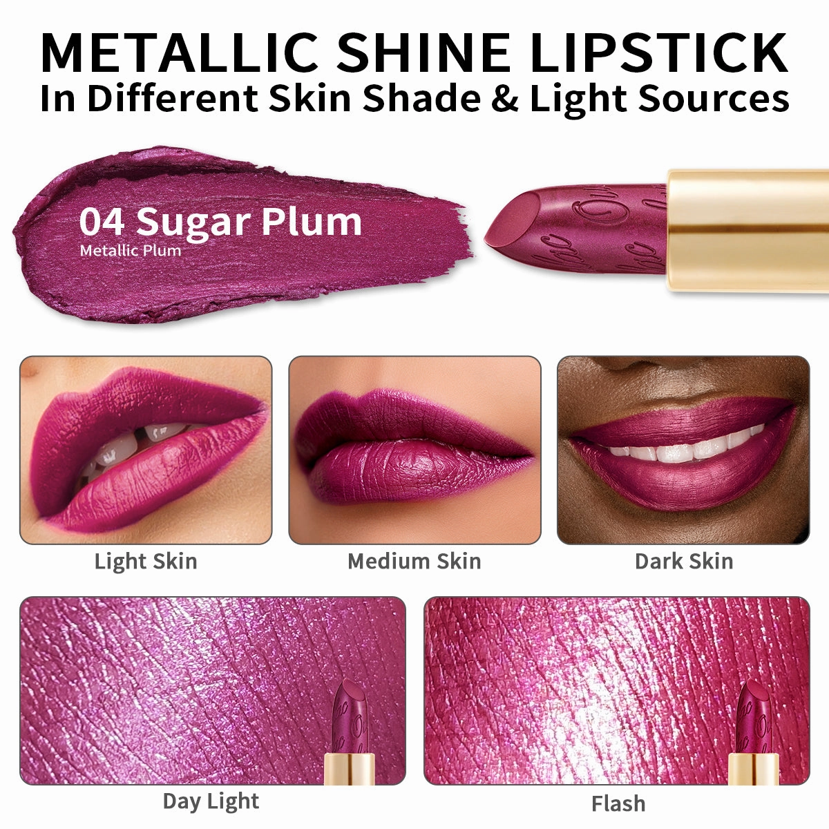 Metallic Shine Lipstick | D04 Sugar Plum