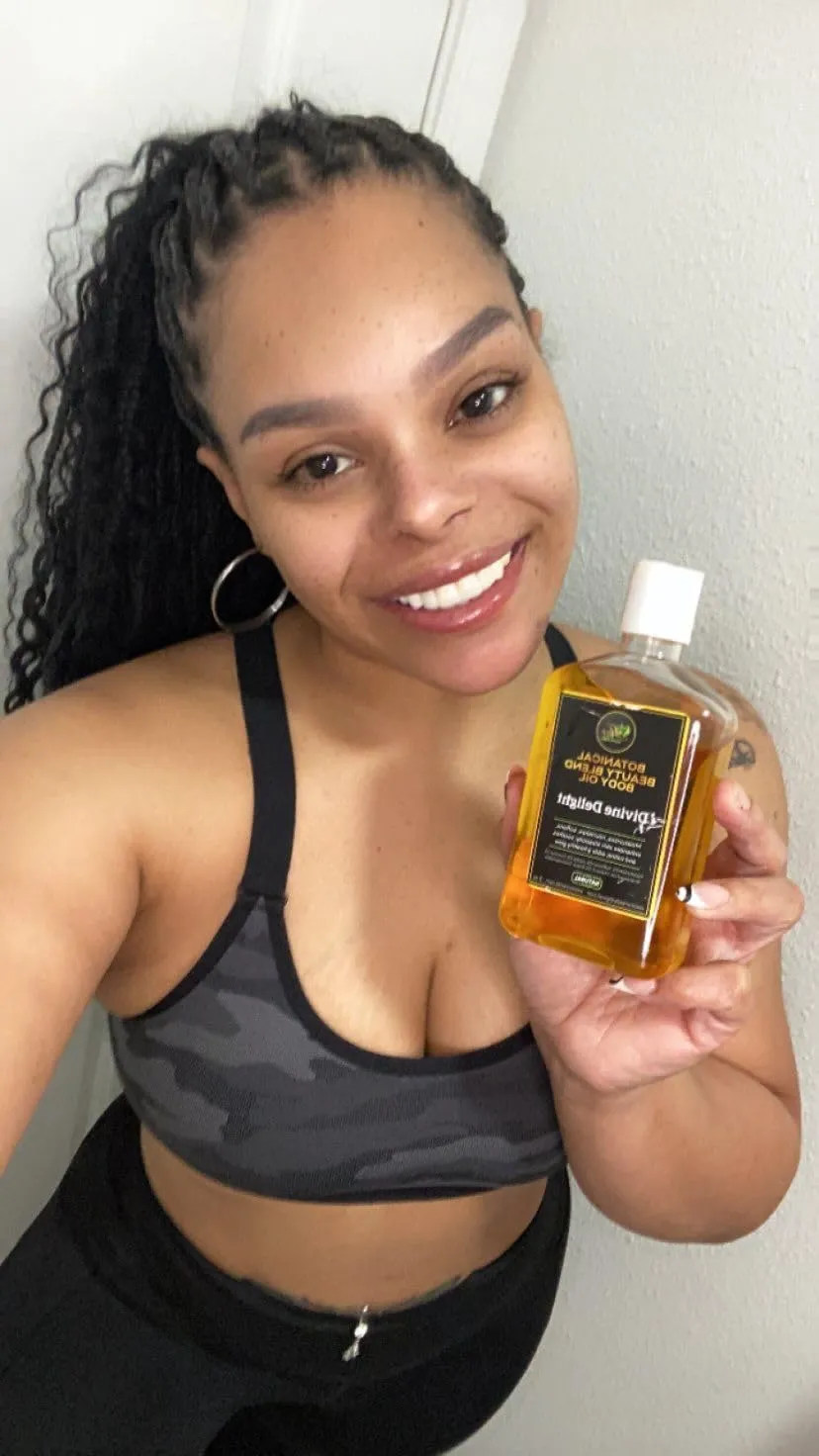 Mia More Oils Botanical Beauty Blend – Luxurious Body Oil for Women, 8 oz | Natural Moisturizer with Jojoba, Coconut & Vitamin E Oils | Hydrates & Nourishes Dry, Sensitive Skin | Divine Delight