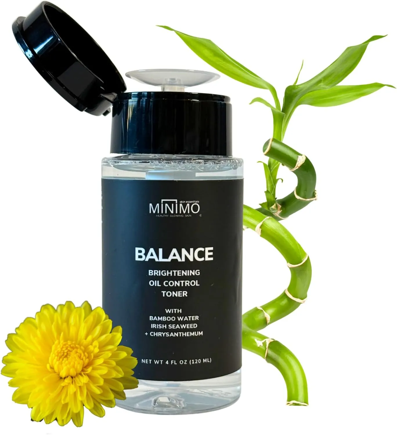 Minimo Balance Skin Brightening   Oil Control Daily Facial Toner - Hydrate & Detox Skin & Even Skin Tone - with Witch Hazel & Bamboo Water - Alcohol Free 4 oz