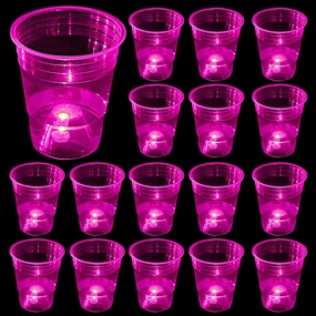 mishunyus 24 pcs (Pink) Glow-in-The-Dark Cup Set for Party Event Fun, 16 oz Cups, Wedding House Parties Birthdays Concerts Weddings BBQ Beach Holidays