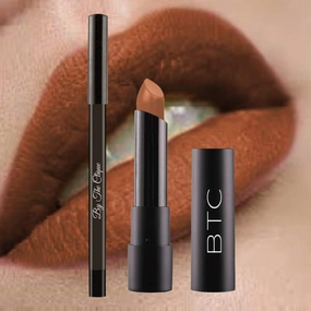 Mocha Latte Satin Lipstick with Matching Matte Lip Liner.