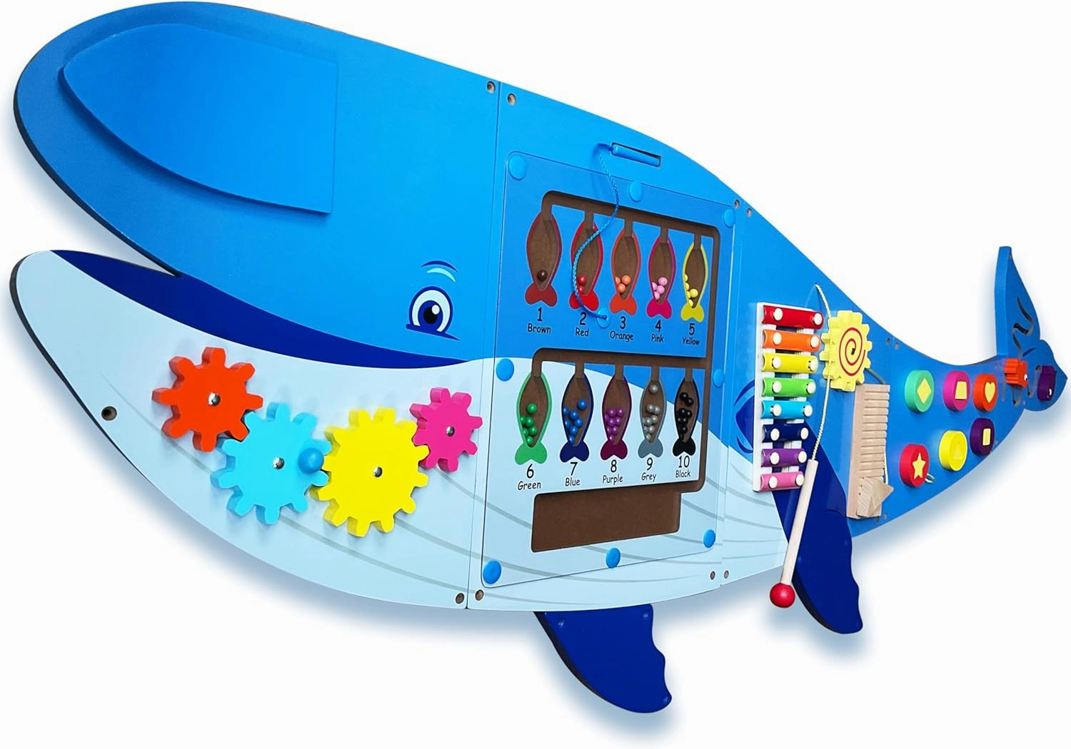 Molcey Whale Sensory Wall Panel for Kids, Includes Removable Theme Stickers, Busy Board Wall Toys for Toddlers, Activity Perfect for Toddlers 1-3 Playroom & Children's Daycare, Montessori Playroom
