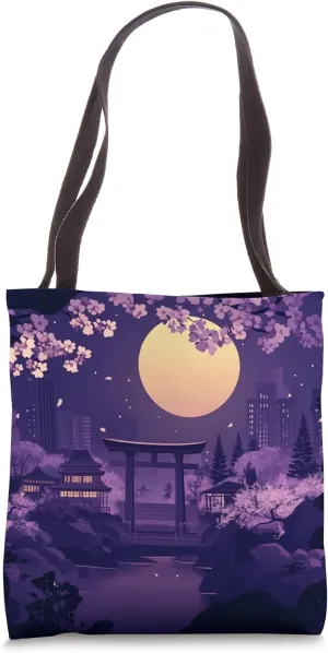 Moonlit Path in Sakura Garden Art Tote Bag