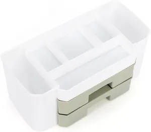 Multifunctional Plastic Drawer Storage Box - Cosmetic Organizer, Jewelry Holder, Office Desk Organizer, Vanity Box for Makeup, Jewelry, and Household Use (2 Layer,Pista)