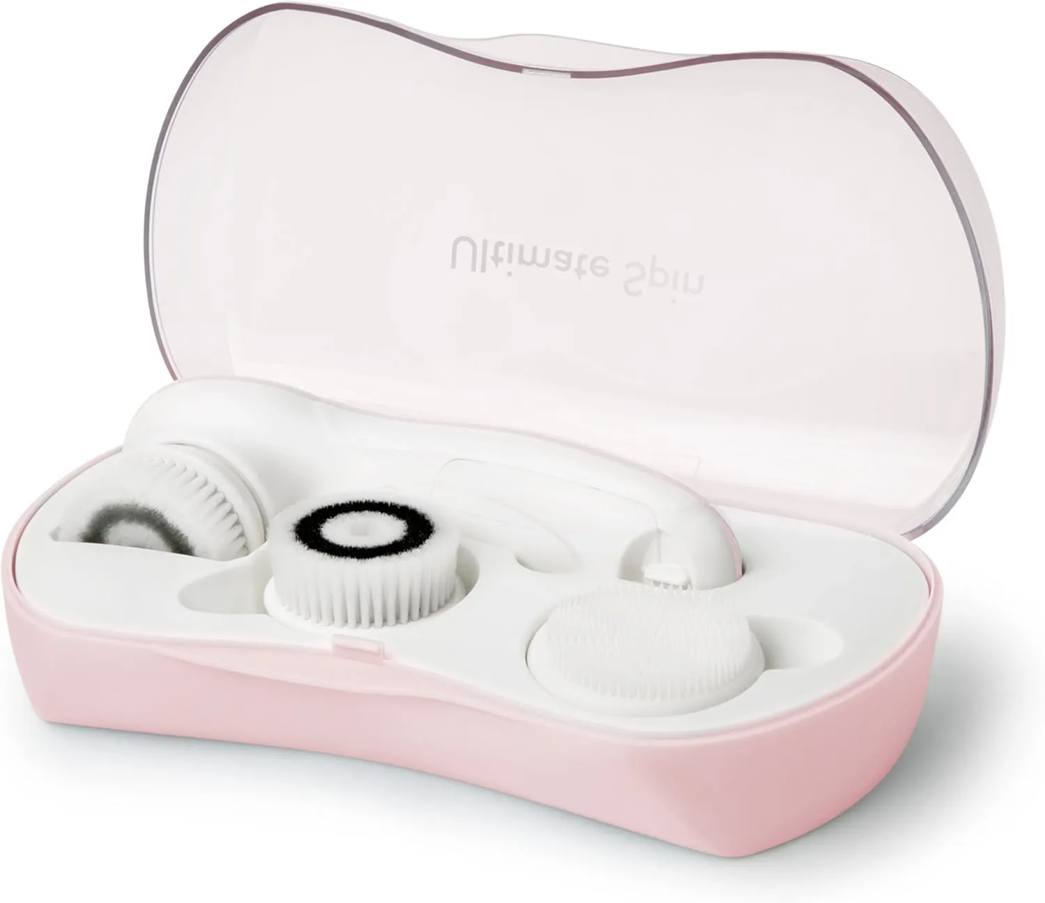 My Life My Shop Ultimate Spin Facial Cleansing Brush (Pink) Ultimate Skin Spa with 3 Interchangeable Face Brushes-Daily Cleansing, Exfoliating Brush, Silicone Brush&Protective Case