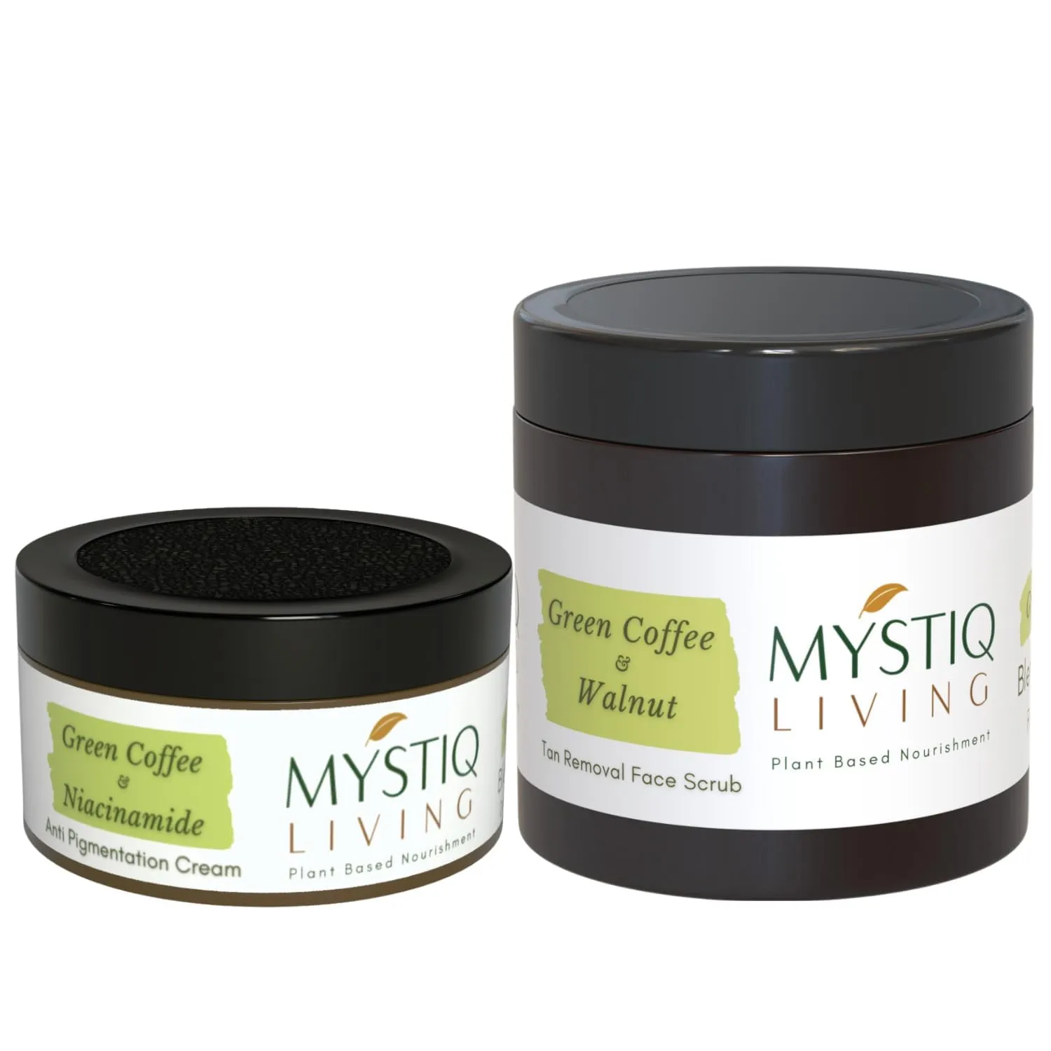 M...y.s...t...iq L.i.v.i.n.g G.r.e.e.n Coffee Blemish Clear Face Scrub and Face Cream for Glowign Skin| Anti Pigmentation, Skin Brightening & Dark Spot Removal