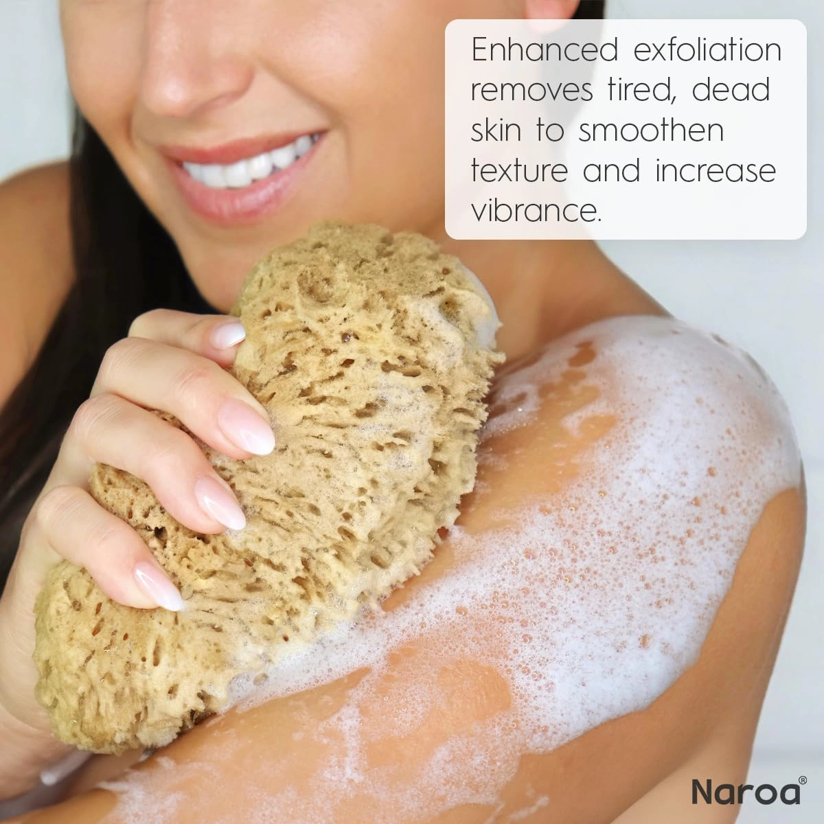 Naroa Exfoliating Natural Sponge for Shower | Bath Sea Loofah for Healthy Skin | Unbleached Bathing Body Scrubber Puff | Eco Friendly Plastic Free (Medium)