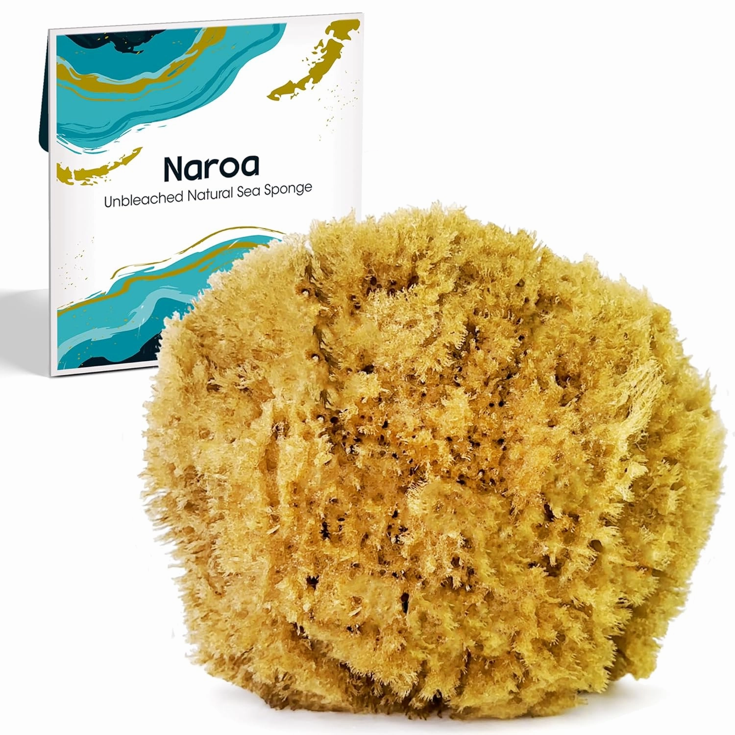 Naroa Exfoliating Natural Sponge for Shower | Bath Sea Loofah for Healthy Skin | Unbleached Bathing Body Scrubber Puff | Eco Friendly Plastic Free (Medium)