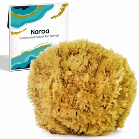 Naroa Exfoliating Natural Sponge for Shower | Bath Sea Loofah for Healthy Skin | Unbleached Bathing Body Scrubber Puff | Eco Friendly Plastic Free (Medium)