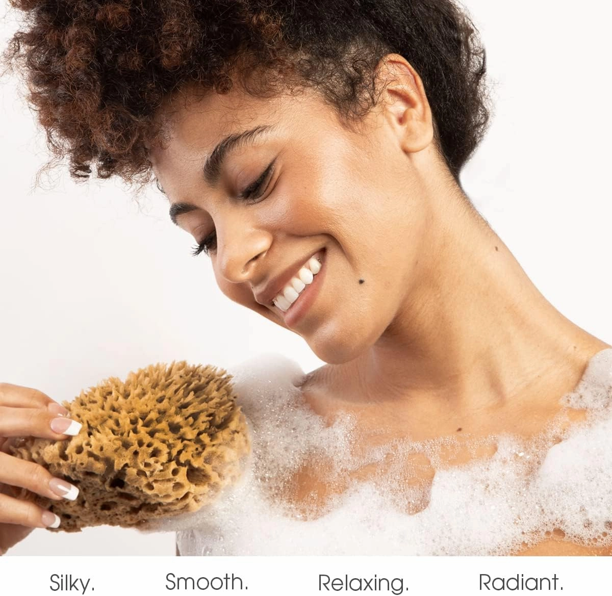 Naroa Soft Natural Shower Sponge | Gentle Sea Loofah for Bathing Smooth Skin | Unbleached Body Scrubber Puff | Bath & Spa (Small)