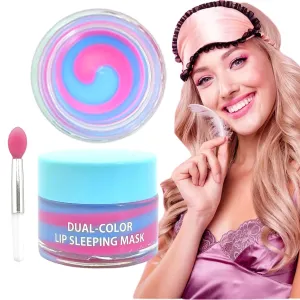 Natural Lip Mask Overnight Swirl Lip Balm Mini Lip Sleeping Mask Hyaluronic Acid Repair Chapped Cracked Lip Care Lips Nourishing Hydrating Soft Smooth Lips Vegan Cruelty-Free Dual-Color Elitzia