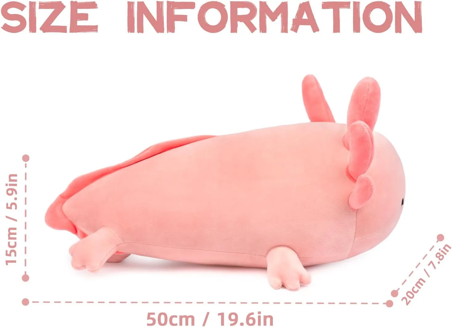 Niuniu Daddy 20 Inch Pink Axolotl Plush Toy - Luminous, Realistic, Cute Fluffy Stuffed Animal Plushies for Girls & Boys - Glow-in-The-Dark Birthday Gifts